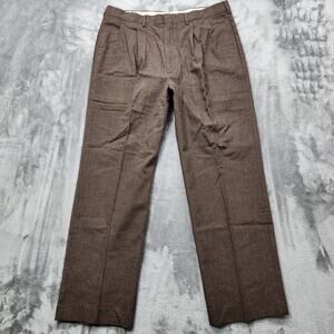 Vintage Surrey Pants Mens 32.5X29.5 Brown Lightweight Pleated Trousers Office